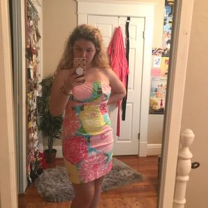 Vintage Lilly Pulitzer Strapless Floral Dress